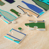 Puzzle Bouteilles à vin, bleu Brown turquoise et beige (Côté)