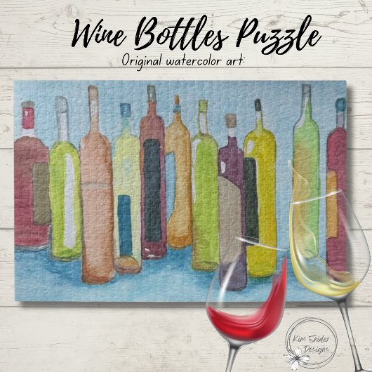 Puzzle Bouteilles de vin en Aquarelle