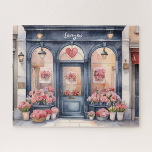 Puzzle Boutique de fleurs de la vieille ville aquarelle