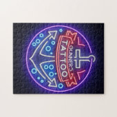 Puzzle Boutique de tatouage personnalisée Style néon naut (Horizontal)