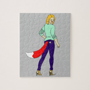 Puzzle bouton de fille rusée