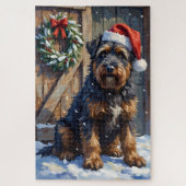Puzzle Bouvier des Flandres Snowy Farm Christmas (Vertical)