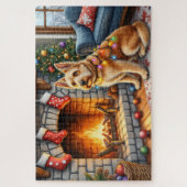 Puzzle Bouviers des Flandres Fireplace Christmas Lights (Vertical)