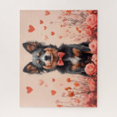 Puzzle Bovins australiens avec des roses - Saint-Valentin (Vertical)