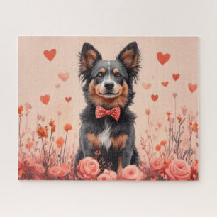 Puzzle Bovins australiens avec des roses - Saint-Valentin