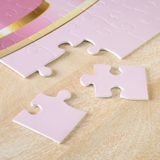 Puzzle Bow en verre rose avec pierre centrale (Côté)