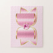 Puzzle Bow en verre rose avec pierre centrale (Vertical)