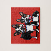 Puzzle Bowtie Boston Terriers Off-Leash Art™ (Vertical)