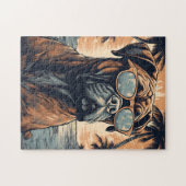 Puzzle Boxe allemande avec lunettes de soleil sur une pla (Horizontal)