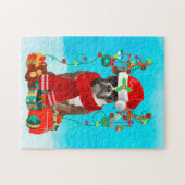 Puzzle Boxe dans la neige avec cadeaux de Noël (Horizontal)