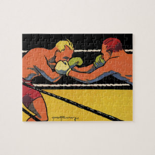 Puzzle Boxe sportive Art déco vintage, boxeurs se frappan