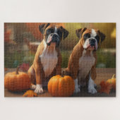 Puzzle Boxer Chiot Automne Citrouille de plaisir (Horizontal)