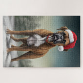 Puzzle Boxer dans la neige de Noël  (Horizontal)