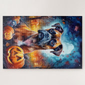 Puzzle Boxer d'Halloween avec citrouilles effrayant (Horizontal)