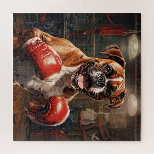 Puzzle Boxer Dog Practicing Box dans la salle de gym Vint (Horizontal)