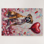 Puzzle Boxer Dog Valentine's Day Heart Balloon Fun (Horizontal)