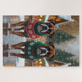 Puzzle Boxer Dogs Christmas Snow Holiday  (Horizontal)