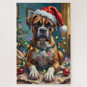 Puzzle Boxer Goofy emmêlé dans les lumières de Noël