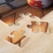 Puzzle Boxer Sitting by Fireplace with Christmas Lights (Côté)