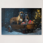 Puzzle Boxer Snowy Sleigh Christmas Decor (Horizontal)