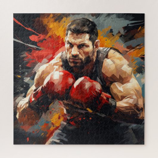 Puzzle Boxer Sport Peinture Art Décor Abstrait (Vertical)