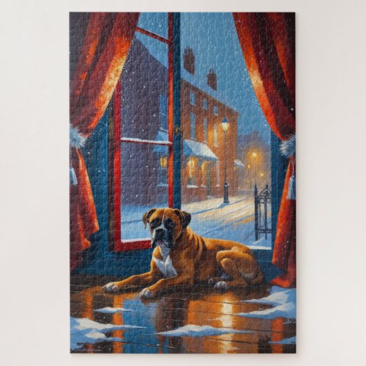 Puzzle Boxeur avec lumières de Noël vacances (Vertical)