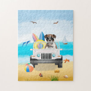 Puzzle boxeur Chien conduisant sur la plage