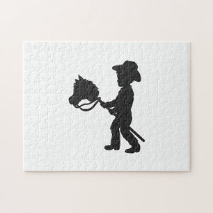 Puzzle Boy Playing Cowboy - Choisir la couleur arrière -