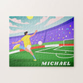 Puzzle Boy Soccer Player Field Illustration & Nom des enf (Horizontal)