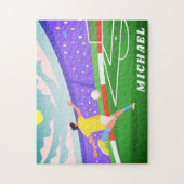 Puzzle Boy Soccer Player Field Illustration & Nom des enf (Vertical)