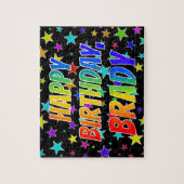 Puzzle "BRADY" Prénom, Amusant "HEUREUX ANNIVERSAIRE" (Vertical)