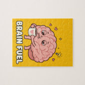 Puzzle Brain Fuel: Morning Coffee Motivation Cartoon (Horizontal)