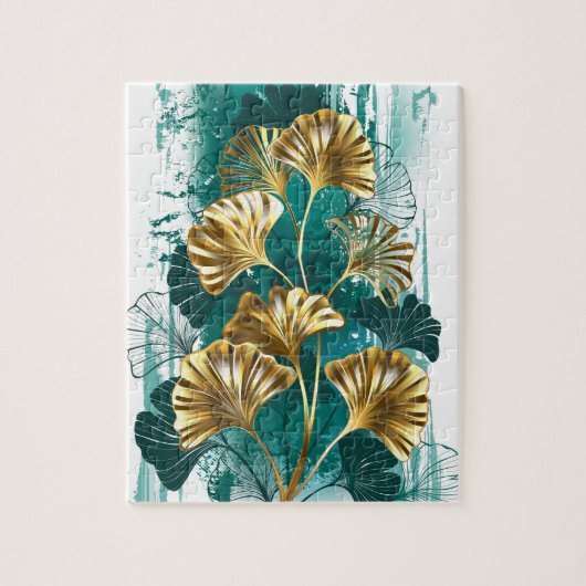 Puzzle Branche avec Feuilles d'or Ginko Biloba (Vertical)
