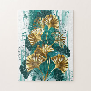 Puzzle Branche avec Feuilles d'or Ginko Biloba