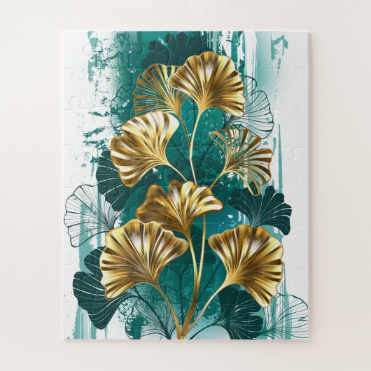 Puzzle Branche avec Feuilles d'or Ginko Biloba (Vertical)