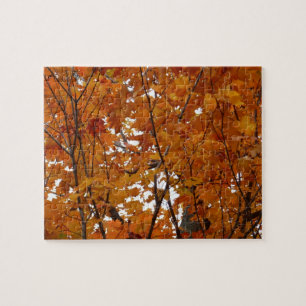 Puzzle Branches de feuilles d'érable I Automne orange