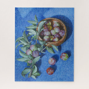 Puzzle Branches de fleurs de prune sur peinture Arrière -