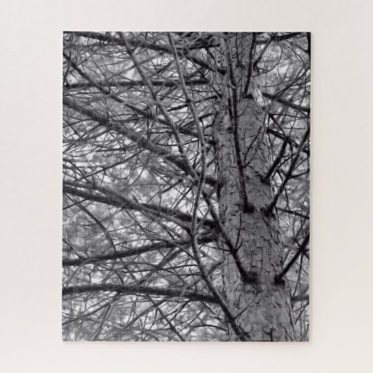 Puzzle Branches de pin en noir et blanc (Vertical)