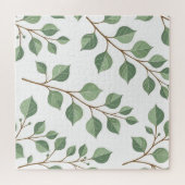 Puzzle Branches Feuillues Vert Sage Aquarelle Botanique (Horizontal)