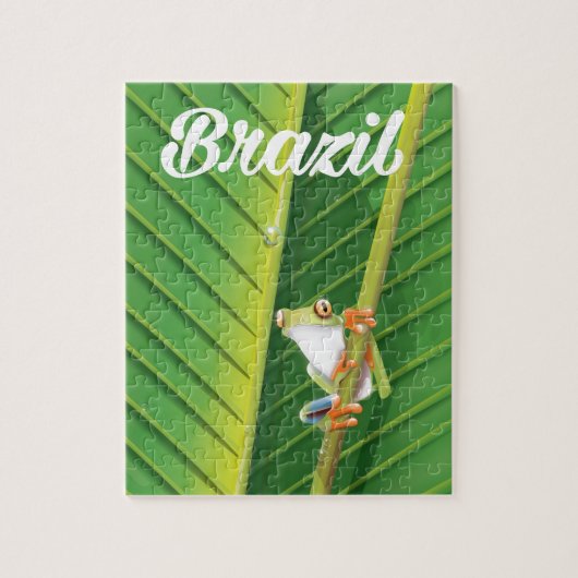 Puzzle Brazil rainforest tree frog travel poster (Vertical)