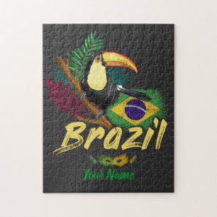 Puzzle Brazil Vintage Toucan with Flag and Samba mask