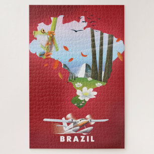 Puzzle Brésil Affiche illustrée de voyage.