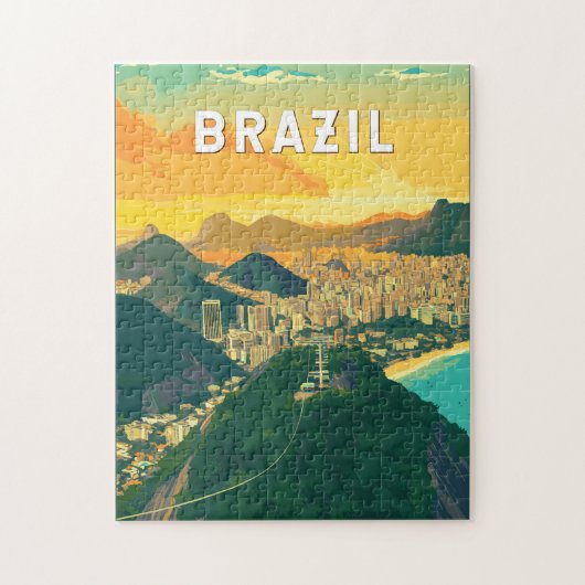Puzzle Brésil Illustration Voyage Art Vintage (Vertical)