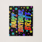 Puzzle "BRETT" Prénom, Amusant "HEUREUX ANNIVERSAIRE" (Vertical)