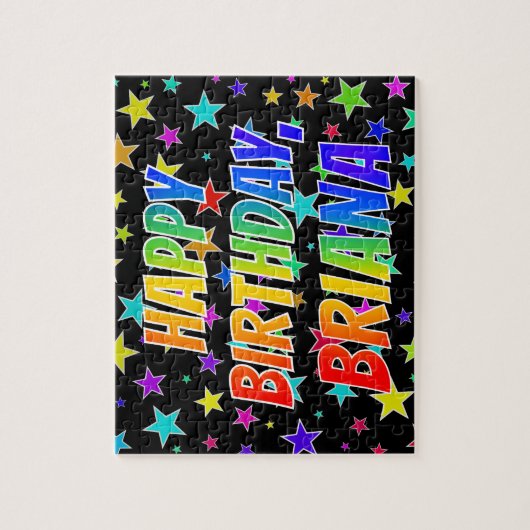 Puzzle "BRIANA" Prénom, "HEUREUX ANNIVERSAIRE" (Vertical)