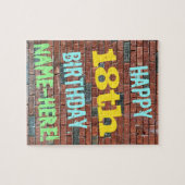 Puzzle Brick Wall Graffiti Inspired 18th Birthday + Name (Horizontal)