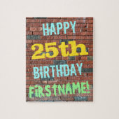 Puzzle Brick Wall Graffiti Inspired 25th Birthday + Name (Vertical)