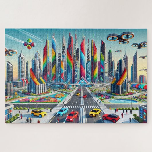 Puzzle Bricktopie : Le paysage urbain futuriste (Horizontal)