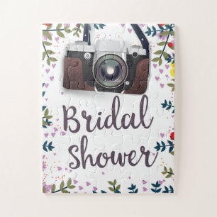 Puzzle Bridal Shower Vintage flowers and classic camera