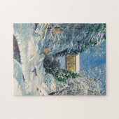 Puzzle Bridge covered with Snow and Deer at Stream (Horizontal)